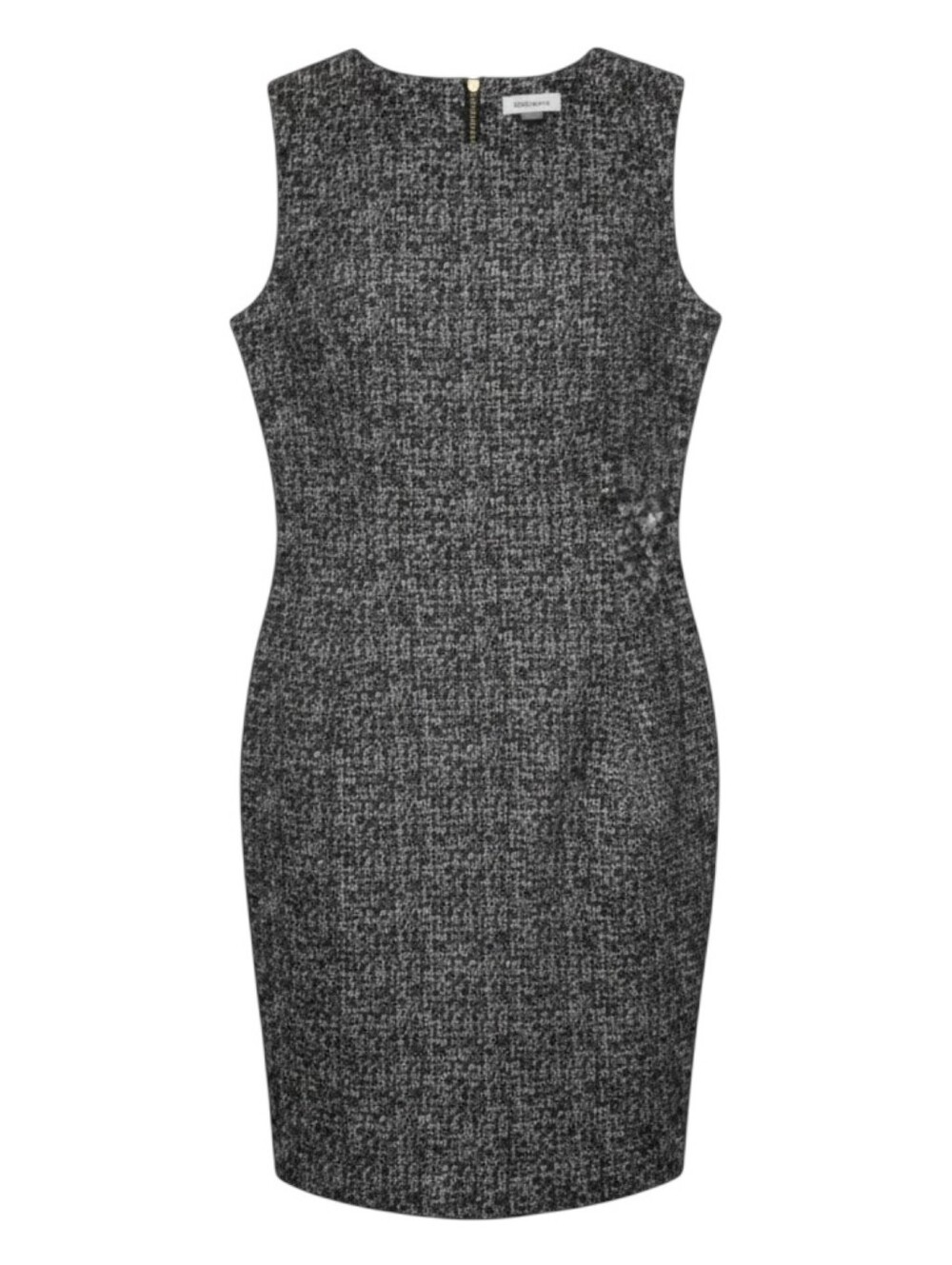 Calvin Klein Black White And Gold Tweed Sheath Dress Knee Length Size 14 GUC